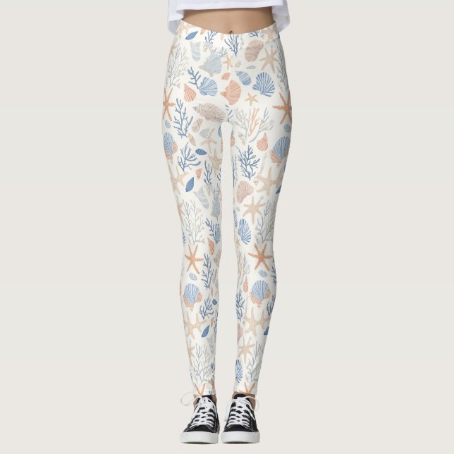 Rustikale Küste - Muscheln, Starfish, Riff (34) Leggings (Vorderseite)