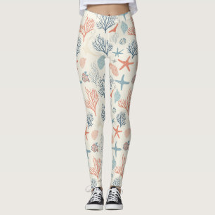 Rustikale Küste - Muscheln, Starfish, Riff (35) Leggings