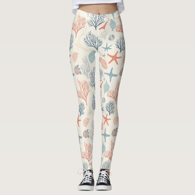 Rustikale Küste - Muscheln, Starfish, Riff (35) Leggings (Vorderseite)