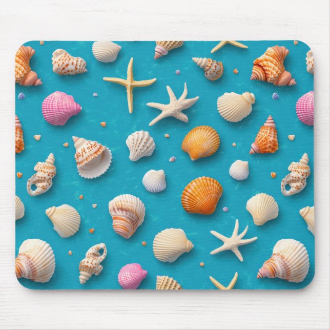 Rustikale Küste - Muscheln, Starfish, Riff (3) Mousepad (Vorne)