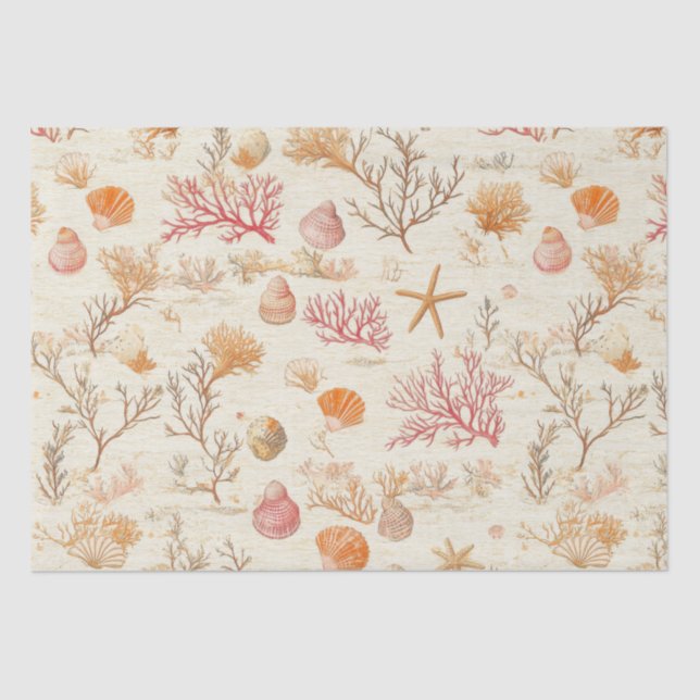 Rustikale Küste - Muscheln, Starfish, Riff (5) Seidenpapier (Vorderseite)
