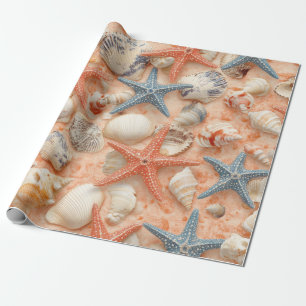 Rustikale Küste - Muscheln, Starfish, Riff (8) Geschenkpapier