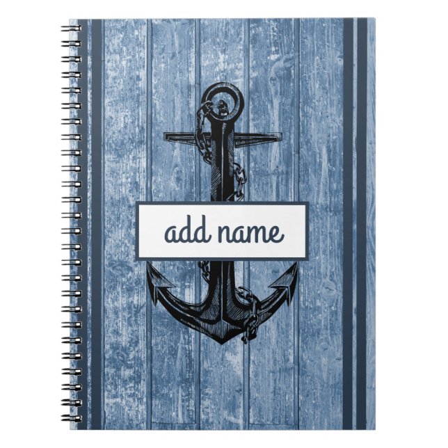 Rustikale Küstenanschor Navy Name Nautic Note Notizblock (Vorderseite)