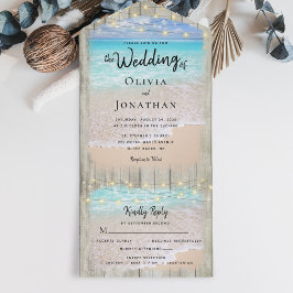 Rustikale Küstendestination Hochzeit All In One Einladung