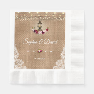 Rustikale Lace Burlap Lantern String Lights Hochze Serviette