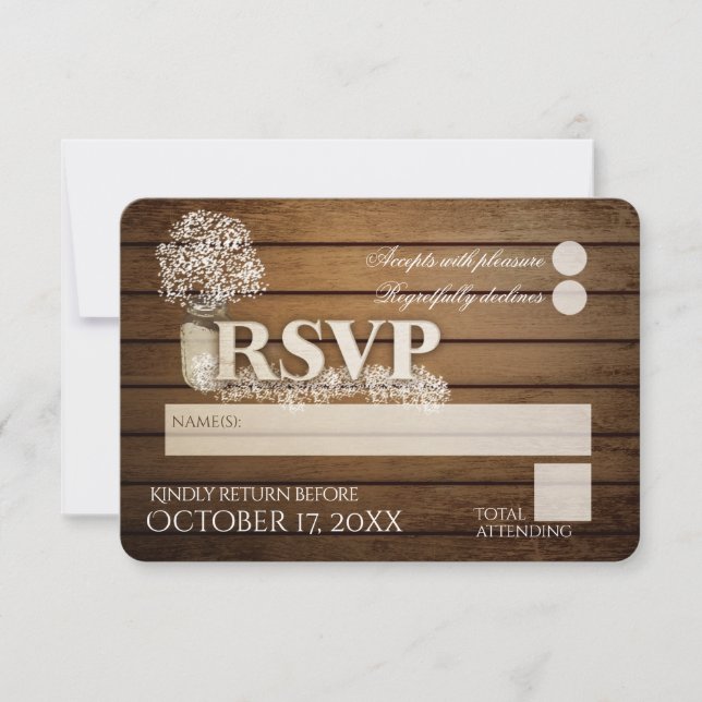 Rustikale Ladder Liebe Gipskraut UAWG Wedding RSVP Karte (Vorderseite)