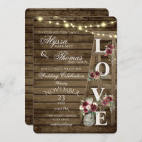 Rustikale Ladder und Lights Liebe Burgundy Wedding