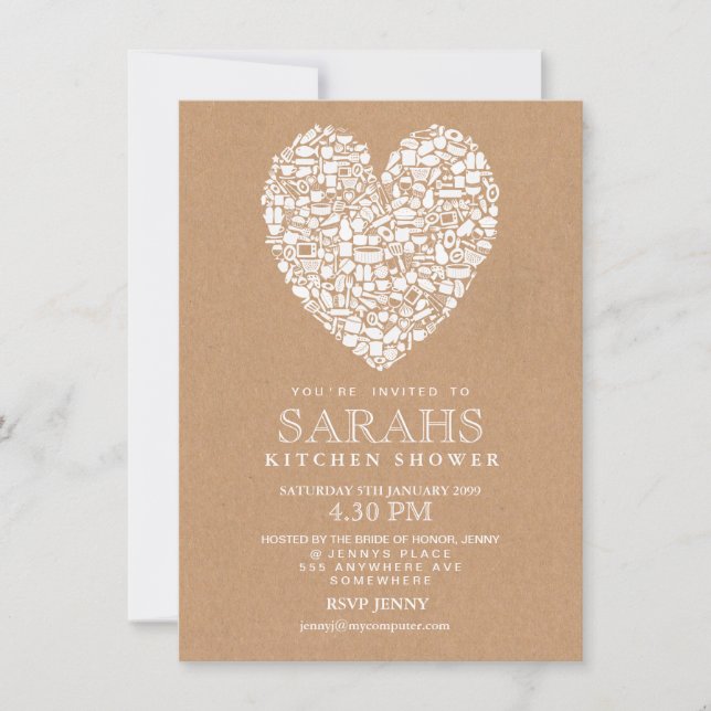 Rustikale Lagerung der Küche Brautparty Party Einladung (Vorderseite)