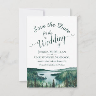 Rustikale Lake Tahoe-Aquarell-Destination-Hochzeit Save The Date