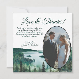 Rustikale Lake Tahoe-Aquarell-Oval-Foto-Hochzeit Dankeskarte
