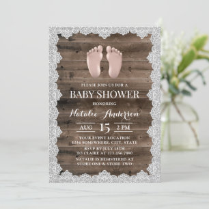 Rustikale Laked Barn Wood Baby Feet Babydusche Einladung