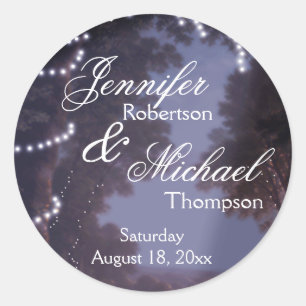 Rustikale Land-Baum-Lichter Runder Aufkleber