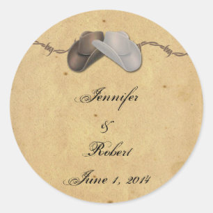 Rustikale Land-Cowboyhüte mit Stacheldraht-Umschla Runder Aufkleber
