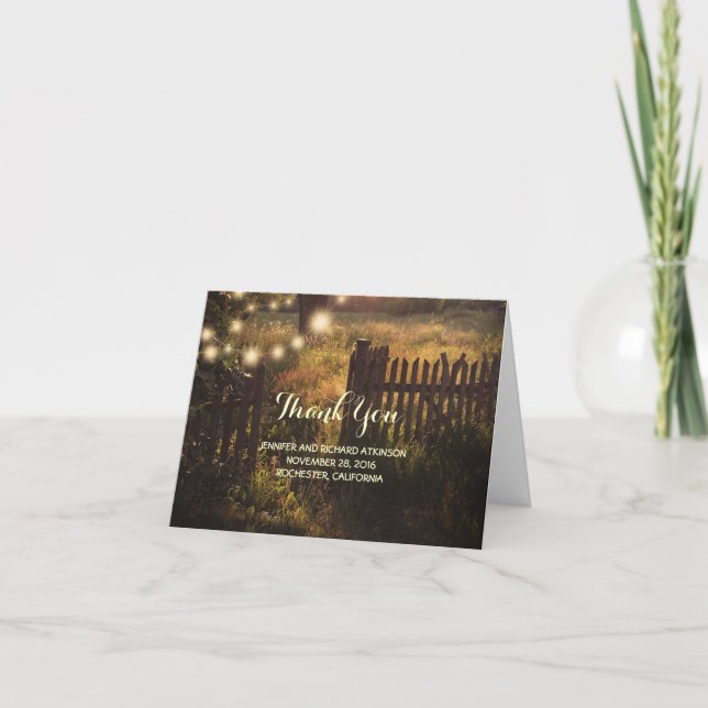 Rustikale Land-Hochzeit danken Ihnen Dankeskarte (Vorderseite)