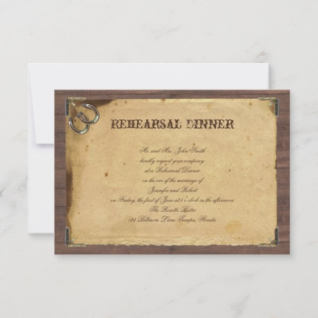 Rustikale Land-Hufeisen, die Probe Wedding sind Einladung (Vorderseite)