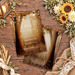 Rustikale Land-Lichterkette Scheunenhochzeit RSVP Karte
