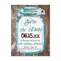 Rustikale Land-Mason-Glas-Save-the-Date-Postkarten