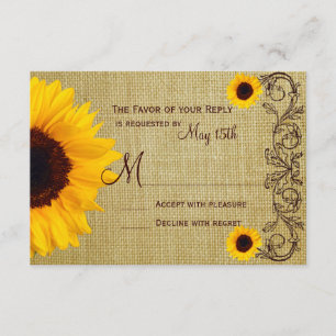 Rustikale Land-Sonnenblumen-Braut-Hochzeits-RSVP-K RSVP Karte