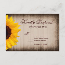 Rustikale Land-Sonnenblumen-Hochzeits-RSVP-Karten