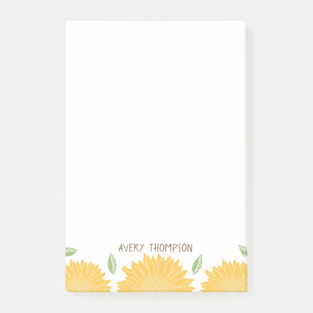 Rustikale Land-Sonnenblumen personalisiert Post-it Klebezettel (Vorderseite)
