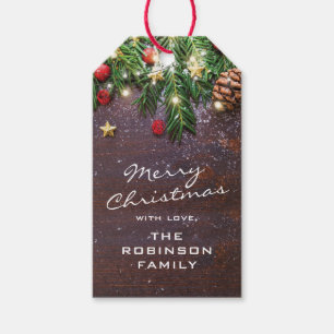 Rustikale Land-Weihnachtsfeiertage Geschenkanhänger