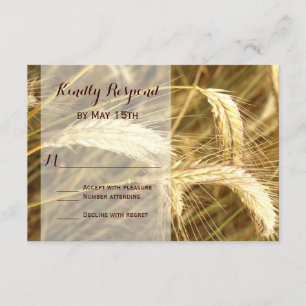 Rustikale Land-Weizen-Feld-Bauernhof-Hochzeit UAWG RSVP Karte