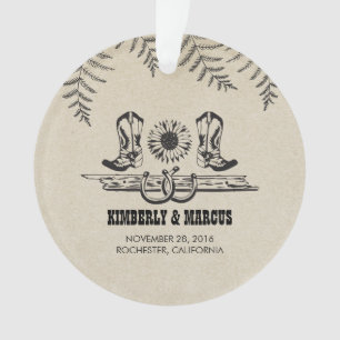 Rustikale Land-Western-Scheunen-Hochzeit Ornament