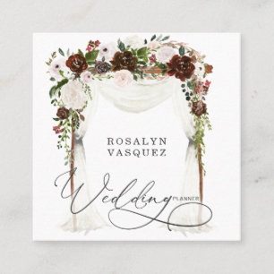 Rustikale Landblumen-Geweih-Hochzeitsplanerin Quadratische Visitenkarte
