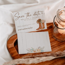 Rustikale Länderstiefel und Hutblumenstiefel Save Begleitkarte