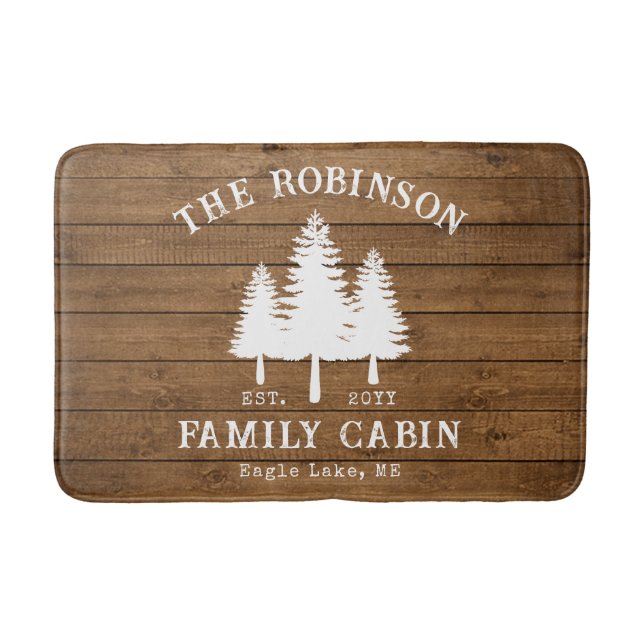 Rustikale Landfamilienhütten Bäume Holzstil drucke Badematte (Vorderseite)