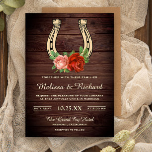 Rustikale Landhaus-Hochzeit mit Holz und floralem Einladung