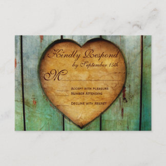 Rustikale Landherz-Stallholz-Hochzeitskarten RSVP Karte