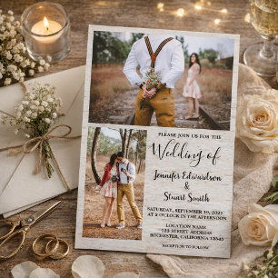 Rustikale Landhochzeit Barn Holz Foto Collage Einladung