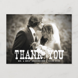 Rustikale Landhochzeit Dankeschön Postkarte - Foto