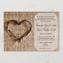 Rustikale Landhochzeit Einladung mit Jute-Twine-He