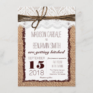Rustikale Landhochzeit-Einladungskarten mit braune Einladung