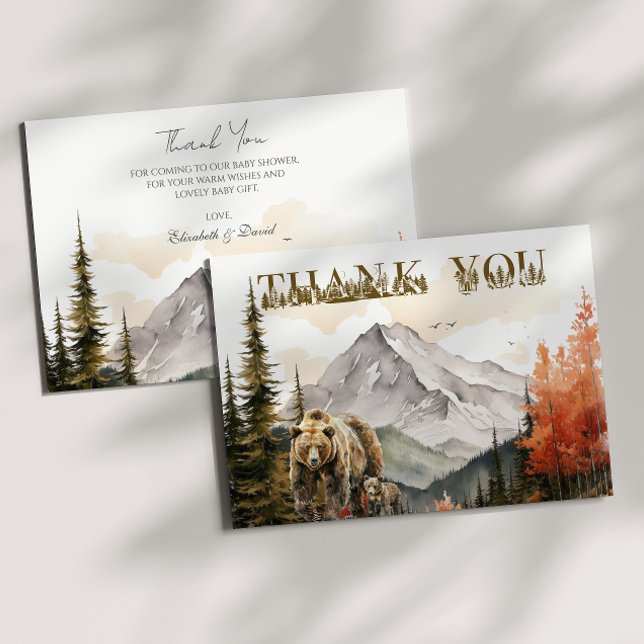 Rustikale Ländliche Bären-Holzland-Babyparty Dankeskarte (Von Creator hochgeladen)