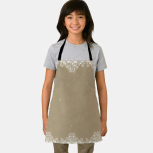 Rustikale ländliche Vintage-Beige-Jute und weiße S Schürze