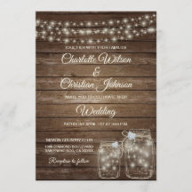 Rustikale Landmason Lights Hochzeitseinladung