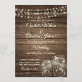 Rustikale Landmason Lights Hochzeitseinladung Einladung