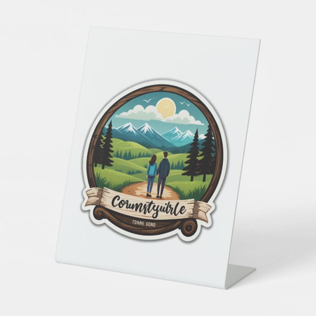 Rustikale Landschaft Charme Hochzeit Einladung | H Sockelschild (Vorderseite)