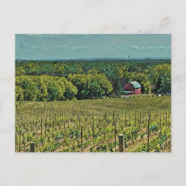Rustikale Landschaft mit Stall und Weinberg Postkarte
