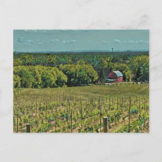 Rustikale Landschaft mit Stall und Weinberg Postkarte (Vorderseite)