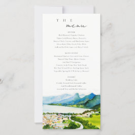 Rustikale Landschaft Village Lake Wedge Menu Card Dankeskarte