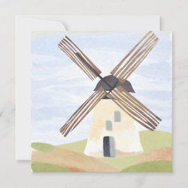 Rustikale Landschaft Windmill | Aquarellkarte