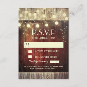 Rustikale Landschnur beleuchtet Hochzeit RSVP Karte