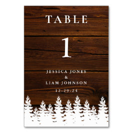 Rustikale Landwald Herbst Winter Hochzeit Tischnummer