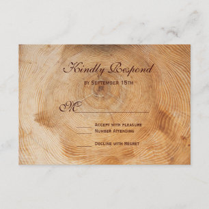 Rustikale Landwaldbaum-Ringe Hochzeiten RSVP Karte