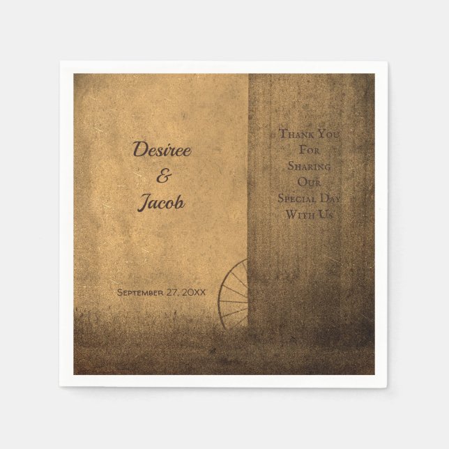 Rustikale Landwaldhalle Vintager Western Hochzeit Serviette (Vorderseite)