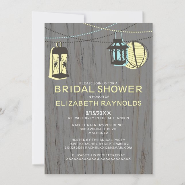 Rustikale Lanterns Bridal Dusche Einladungen (Vorderseite)